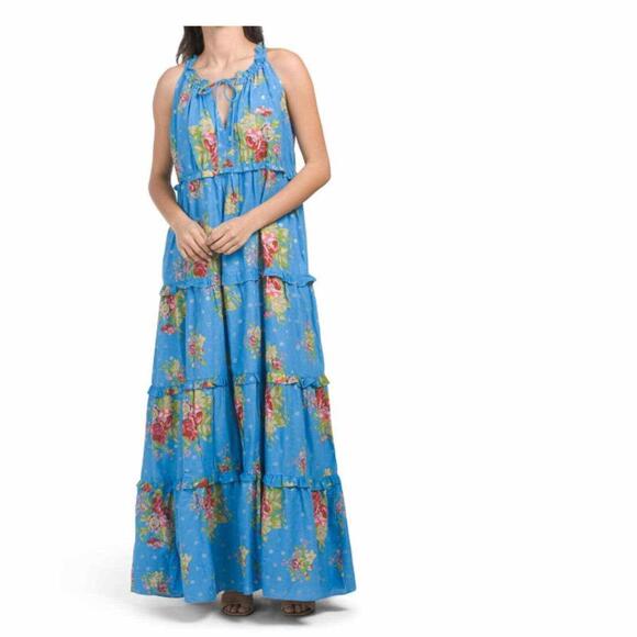 Anthropologie House Of Harlow Blue Helena Halter Maxi Dress, XS Reg $208 NWT E1 - Picture 1 of 3